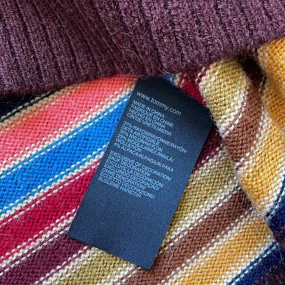 Tommy Hilfiger Fair Isle Alpaca Wool Blend Striped Short Sleeve Sweater Dress XL - Picture 9 of 11